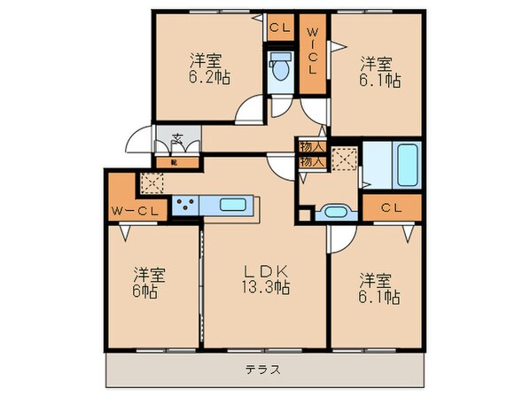 ジョアセジュール博多南３号館の物件間取画像